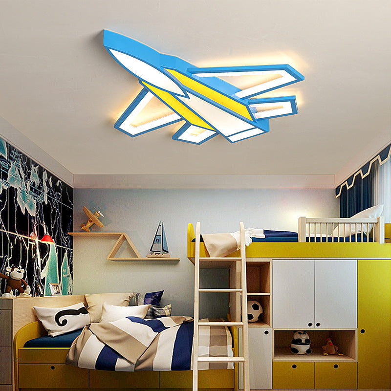 Airplane Boys Bedroom Flush Mount Light Acrylic Cartoon LED Ceiling Lamp in Blue Clearhalo 'Ceiling Lights' 'Close To Ceiling Lights' 'Close to ceiling' 'Flush mount' Lighting' 197138