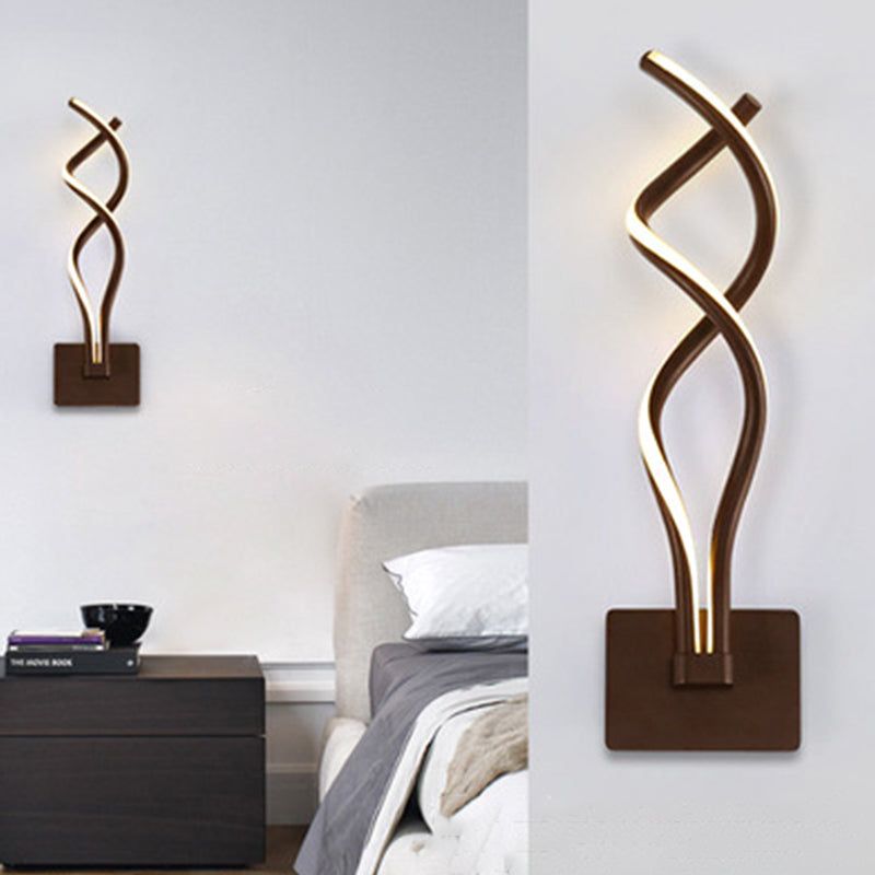 Minimalistic LED Wall Sconce Black/White Wavy/Musical Note/Curved Wall Mount Lamp with Acrylic Shade for Bedroom Black Curved Clearhalo 'Cast Iron' 'Glass' 'Industrial' 'Modern wall lights' 'Modern' 'Tiffany' 'Traditional wall lights' 'Wall Lamps & Sconces' 'Wall Lights' Lighting' 1971433