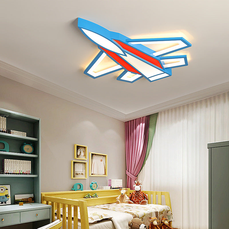 Airplane Boys Bedroom Flush Mount Light Acrylic Cartoon LED Ceiling Lamp in Blue Clearhalo 'Ceiling Lights' 'Close To Ceiling Lights' 'Close to ceiling' 'Flush mount' Lighting' 197144