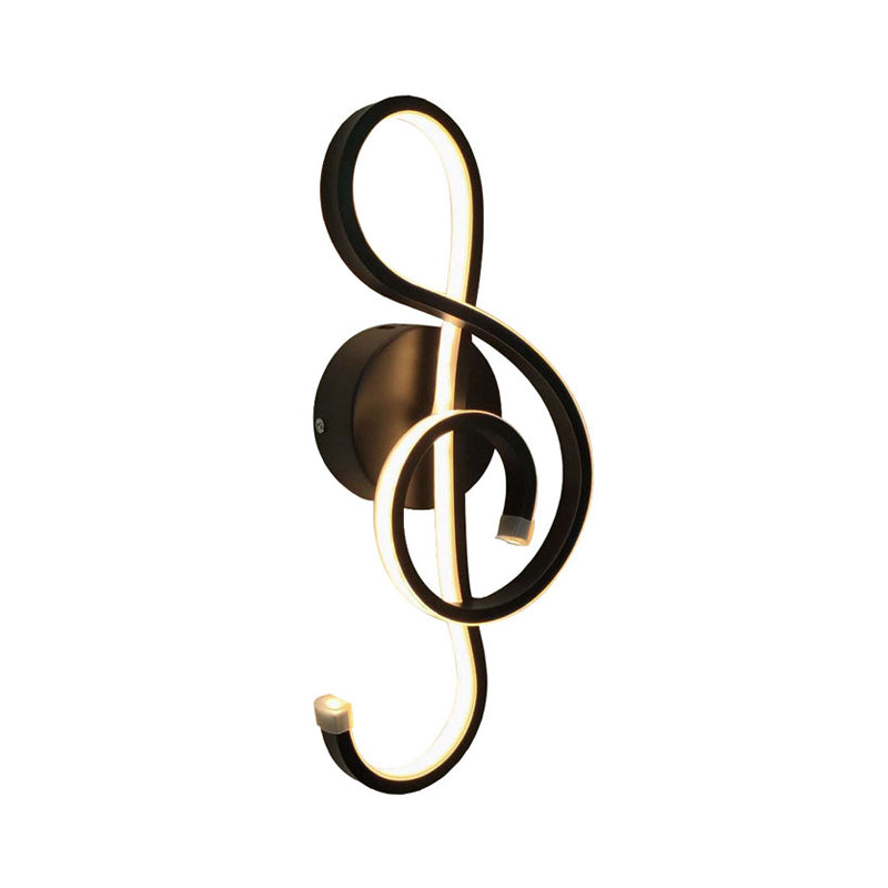 Minimalistic LED Wall Sconce Black/White Wavy/Musical Note/Curved Wall Mount Lamp with Acrylic Shade for Bedroom Clearhalo 'Cast Iron' 'Glass' 'Industrial' 'Modern wall lights' 'Modern' 'Tiffany' 'Traditional wall lights' 'Wall Lamps & Sconces' 'Wall Lights' Lighting' 1971441