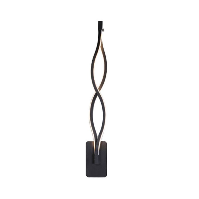 Minimalistic LED Wall Sconce Black/White Wavy/Musical Note/Curved Wall Mount Lamp with Acrylic Shade for Bedroom Clearhalo 'Cast Iron' 'Glass' 'Industrial' 'Modern wall lights' 'Modern' 'Tiffany' 'Traditional wall lights' 'Wall Lamps & Sconces' 'Wall Lights' Lighting' 1971446