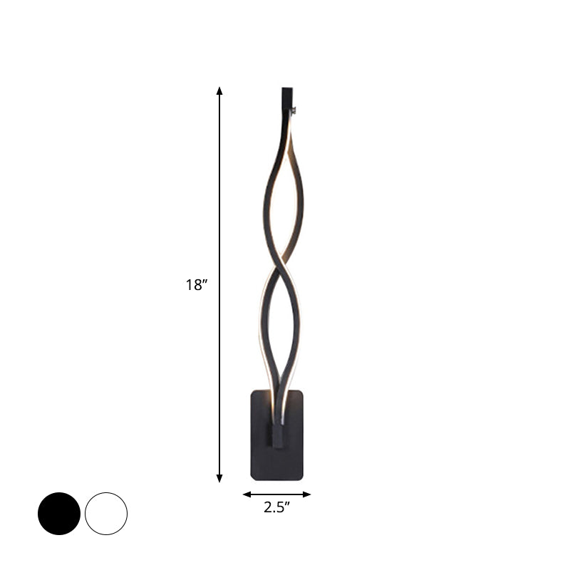 Minimalistic LED Wall Sconce Black/White Wavy/Musical Note/Curved Wall Mount Lamp with Acrylic Shade for Bedroom Clearhalo 'Cast Iron' 'Glass' 'Industrial' 'Modern wall lights' 'Modern' 'Tiffany' 'Traditional wall lights' 'Wall Lamps & Sconces' 'Wall Lights' Lighting' 1971447
