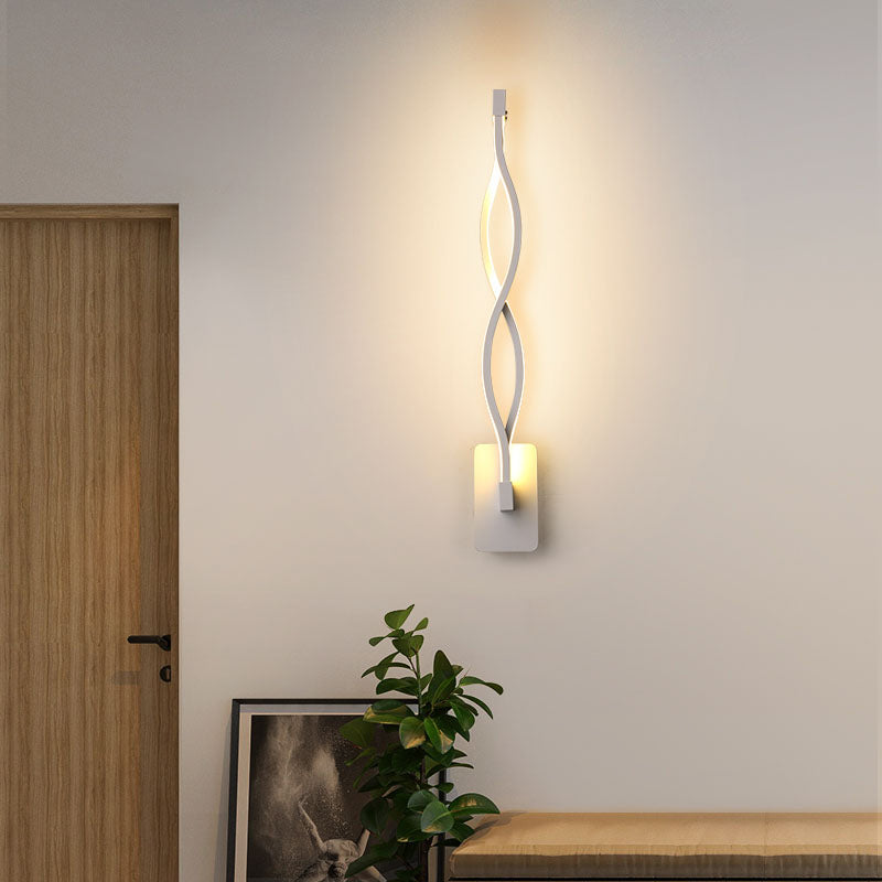 Minimalistic LED Wall Sconce Black/White Wavy/Musical Note/Curved Wall Mount Lamp with Acrylic Shade for Bedroom Clearhalo 'Cast Iron' 'Glass' 'Industrial' 'Modern wall lights' 'Modern' 'Tiffany' 'Traditional wall lights' 'Wall Lamps & Sconces' 'Wall Lights' Lighting' 1971456