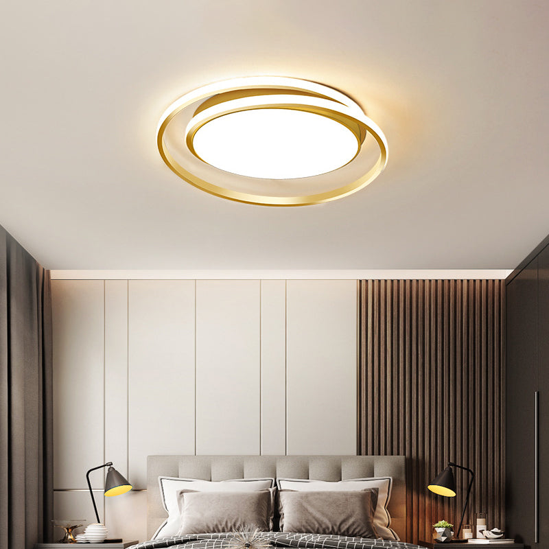 Black/Gold Circular LED Flushmount Modernist Acrylic Ceiling Lighting in Warm/White Light, 18"/21.5" Width Clearhalo 'Ceiling Lights' 'Close To Ceiling Lights' 'Close to ceiling' 'Flush mount' Lighting' 1971460