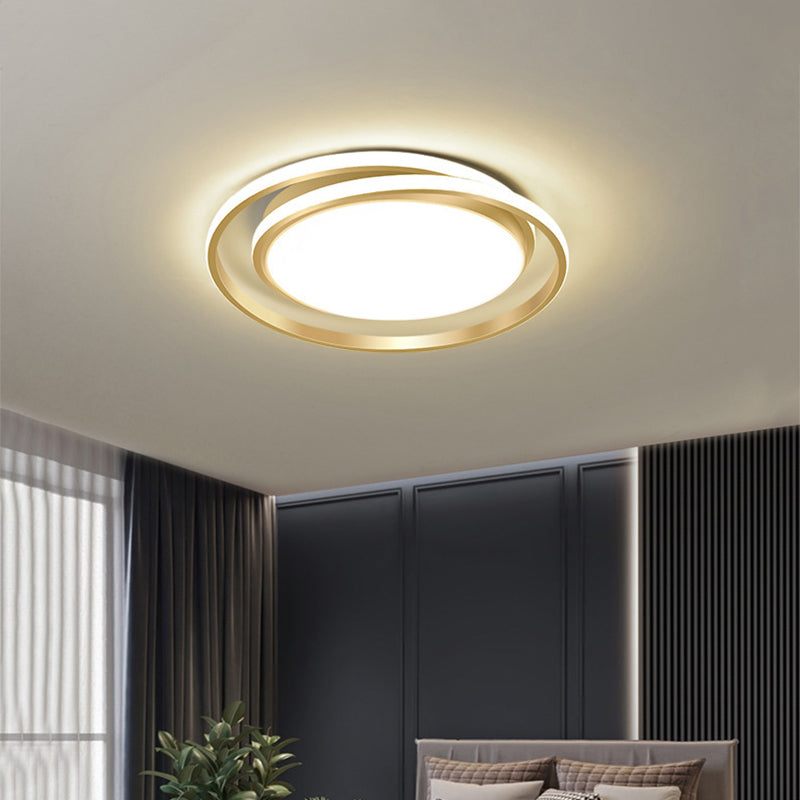 Black/Gold Circular LED Flushmount Modernist Acrylic Ceiling Lighting in Warm/White Light, 18"/21.5" Width Clearhalo 'Ceiling Lights' 'Close To Ceiling Lights' 'Close to ceiling' 'Flush mount' Lighting' 1971461