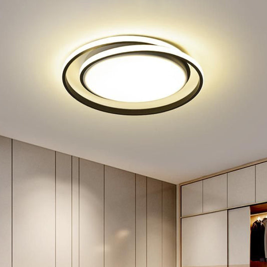 Black/Gold Circular LED Flushmount Modernist Acrylic Ceiling Lighting in Warm/White Light, 18"/21.5" Width Black Clearhalo 'Ceiling Lights' 'Close To Ceiling Lights' 'Close to ceiling' 'Flush mount' Lighting' 1971465