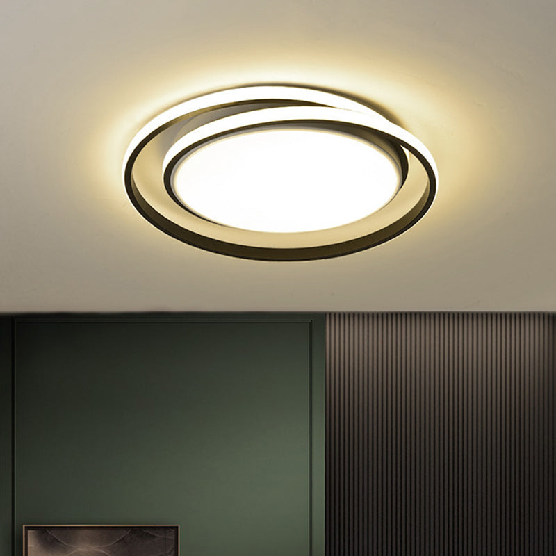 Black/Gold Circular LED Flushmount Modernist Acrylic Ceiling Lighting in Warm/White Light, 18"/21.5" Width Clearhalo 'Ceiling Lights' 'Close To Ceiling Lights' 'Close to ceiling' 'Flush mount' Lighting' 1971467