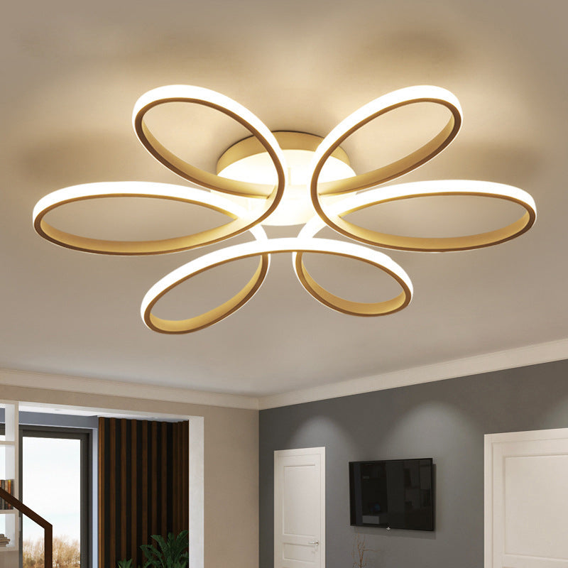 23"/29" W Minimalist Flower Shaped Flushmount Acrylic Living Room LED Semi Flush Mount Ceiling Light in White White Clearhalo 'Ceiling Lights' 'Close To Ceiling Lights' 'Close to ceiling' 'Semi-flushmount' Lighting' 1971475