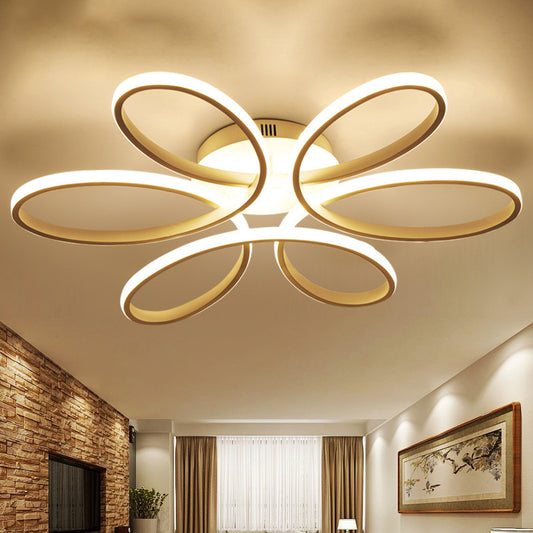 23"/29" W Minimalist Flower Shaped Flushmount Acrylic Living Room LED Semi Flush Mount Ceiling Light in White Clearhalo 'Ceiling Lights' 'Close To Ceiling Lights' 'Close to ceiling' 'Semi-flushmount' Lighting' 1971476