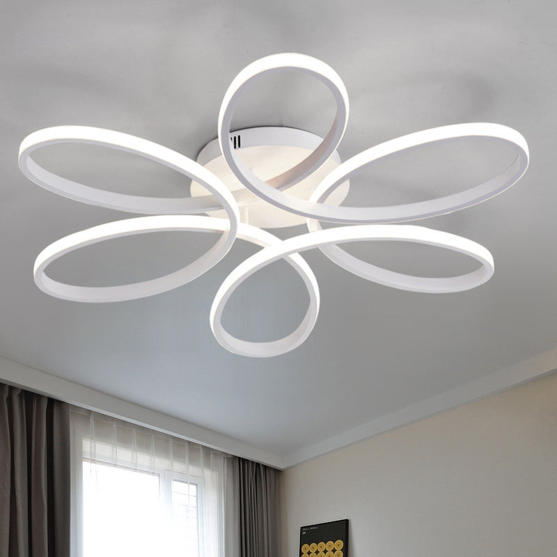 23"/29" W Minimalist Flower Shaped Flushmount Acrylic Living Room LED Semi Flush Mount Ceiling Light in White Clearhalo 'Ceiling Lights' 'Close To Ceiling Lights' 'Close to ceiling' 'Semi-flushmount' Lighting' 1971477