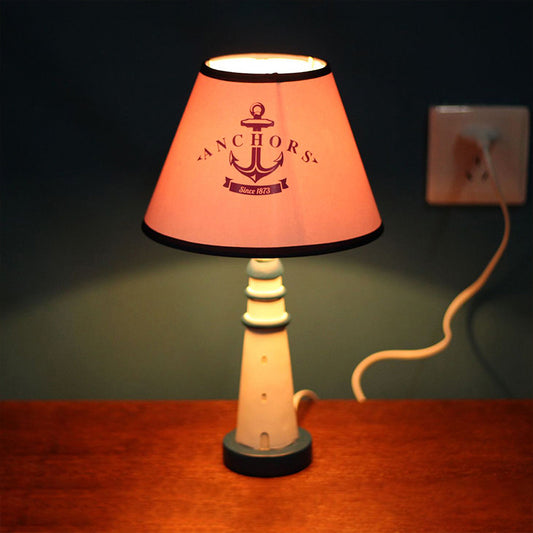 One Bulb Tapered Shade Desk Light with Anchor Nautical Resin Reading Light in Red for Study Room Red Clearhalo 'Lamps' 'Table Lamps' Lighting' 197152