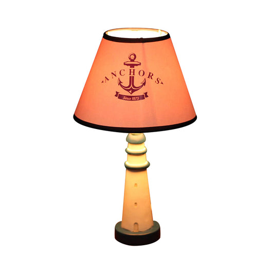 One Bulb Tapered Shade Desk Light with Anchor Nautical Resin Reading Light in Red for Study Room Clearhalo 'Lamps' 'Table Lamps' Lighting' 197154