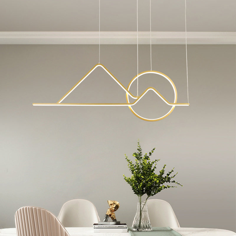 Landscape Line Art Pendant Light Creative Minimalist Metal Black/Gold LED Hanging Lamp in Warm/White Light Gold Clearhalo 'Ceiling Lights' 'Modern Pendants' 'Modern' 'Pendant Lights' 'Pendants' Lighting' 1971566