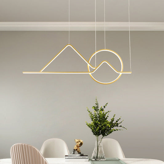 Landscape Line Art Pendant Light Creative Minimalist Metal Black/Gold LED Hanging Lamp in Warm/White Light Gold Clearhalo 'Ceiling Lights' 'Modern Pendants' 'Modern' 'Pendant Lights' 'Pendants' Lighting' 1971566