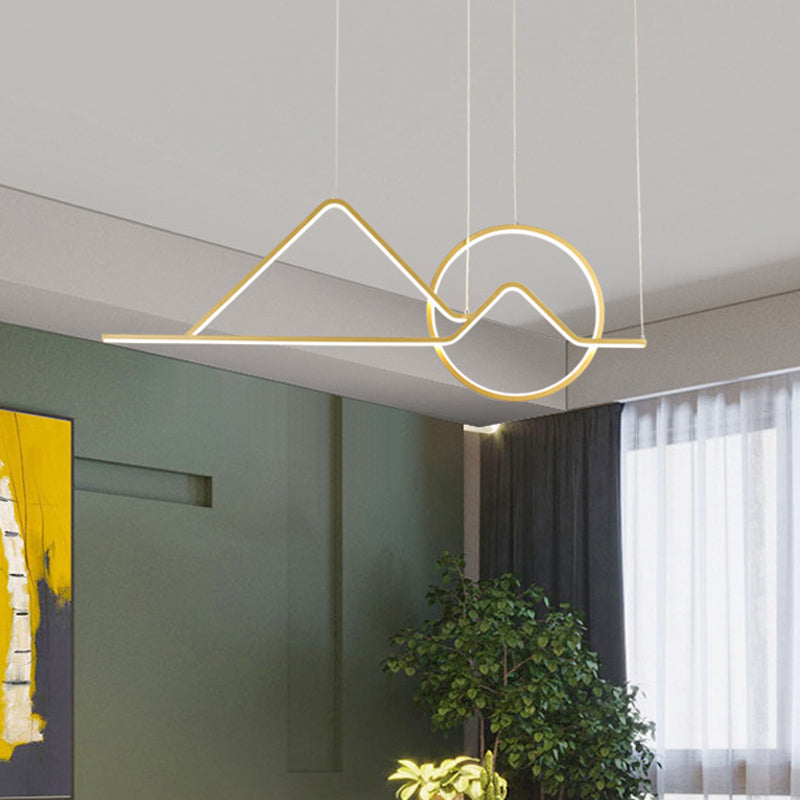 Landscape Line Art Pendant Light Creative Minimalist Metal Black/Gold LED Hanging Lamp in Warm/White Light Clearhalo 'Ceiling Lights' 'Modern Pendants' 'Modern' 'Pendant Lights' 'Pendants' Lighting' 1971567