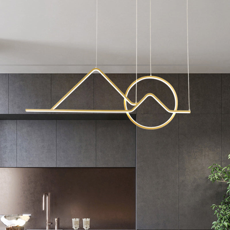 Landscape Line Art Pendant Light Creative Minimalist Metal Black/Gold LED Hanging Lamp in Warm/White Light Clearhalo 'Ceiling Lights' 'Modern Pendants' 'Modern' 'Pendant Lights' 'Pendants' Lighting' 1971568