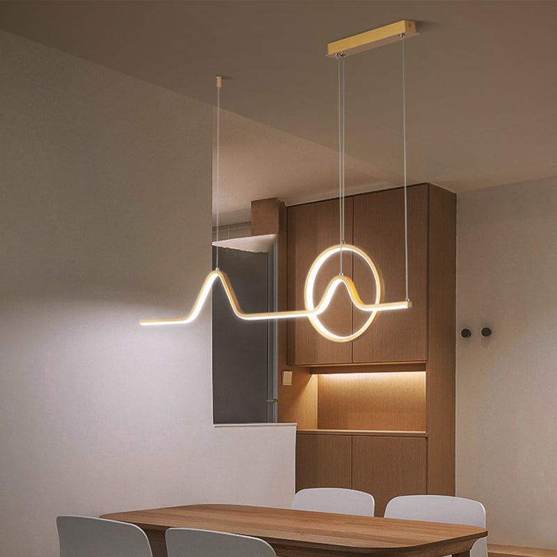 Mountain and Sun Linear Hanging Pendant Simple Acrylic Dining Room LED Ceiling Light in Black/Gold, Warm/White Light Gold Clearhalo 'Ceiling Lights' 'Modern Pendants' 'Modern' 'Pendant Lights' 'Pendants' Lighting' 1971574