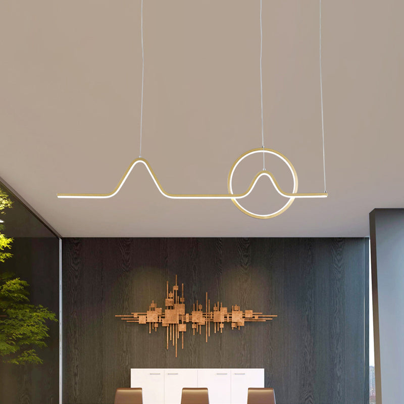 Mountain and Sun Linear Hanging Pendant Simple Acrylic Dining Room LED Ceiling Light in Black/Gold, Warm/White Light Clearhalo 'Ceiling Lights' 'Modern Pendants' 'Modern' 'Pendant Lights' 'Pendants' Lighting' 1971575