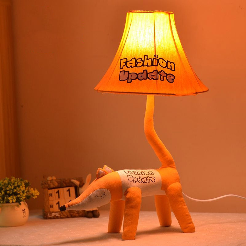 1 Light Cartoon Reading Light Animal Fabric Desk Light for Child Bedroom Orange Clearhalo 'Lamps' 'Table Lamps' Lighting' 197186