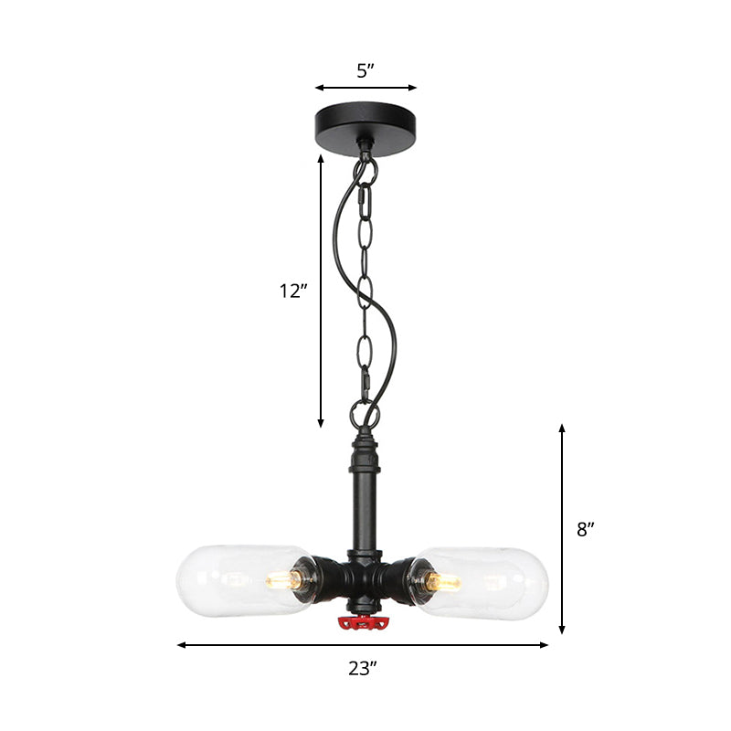 4 Lights Capsule Ceiling Chandelier Farmhouse Black Amber/Clear Glass LED Suspension Pendant Lamp Clearhalo 'Ceiling Lights' 'Chandeliers' 'Clear' 'Glass shade' 'Glass' 'Industrial Chandeliers' 'Industrial' 'Middle Century Chandeliers' 'Modern' 'Tiffany' 'Traditional Chandeliers' Lighting' 1971971