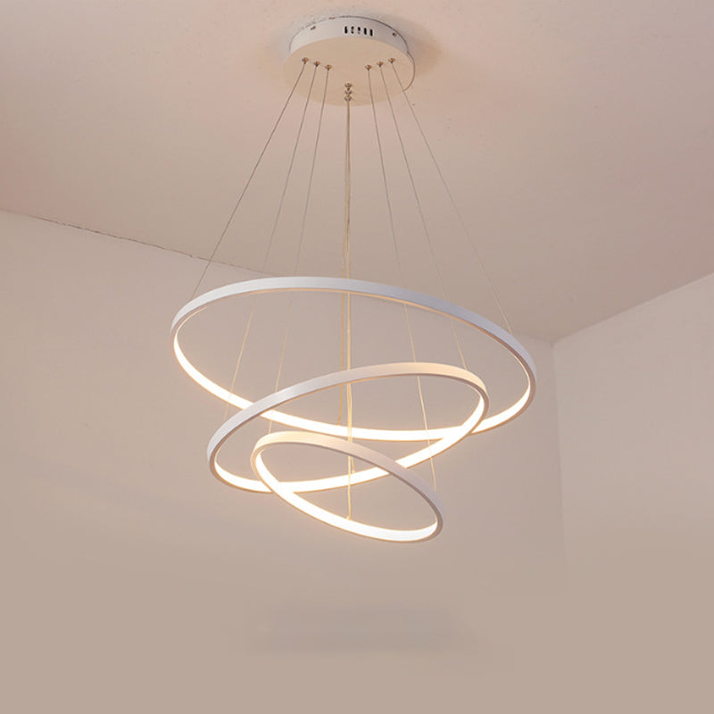 Modern 2/3 Tiered Round Pendant Lighting Acrylic Dining Room LED Chandelier in White/Coffee Clearhalo 'Ceiling Lights' 'Chandeliers' 'Modern Chandeliers' 'Modern' Lighting' 1972019