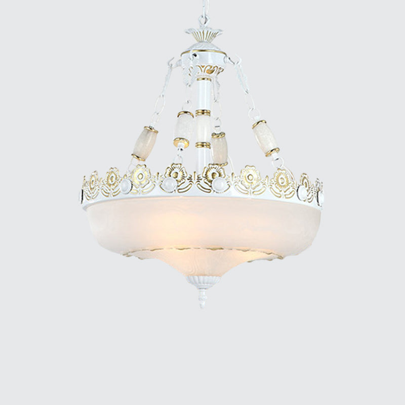 12"/16" W Basket Shaped White Glass Pendant Classic Living Room LED Hanging Ceiling Light in Brass Clearhalo 'Ceiling Lights' 'Chandeliers' Lighting' options 1972086