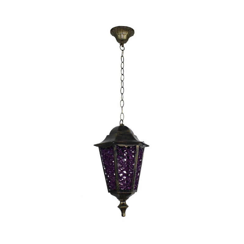 Turkish Flared/Lantern/Tapered Hanging Light 1-Light Stained Glass Pendulum Light in Black for Dining Room Clearhalo 'Ceiling Lights' 'Pendant Lights' 'Pendants' Lighting' 1972107