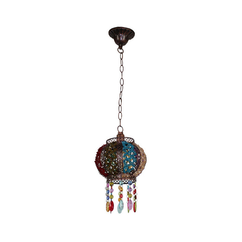 Turkish Flared/Lantern/Tapered Hanging Light 1-Light Stained Glass Pendulum Light in Black for Dining Room Clearhalo 'Ceiling Lights' 'Pendant Lights' 'Pendants' Lighting' 1972123