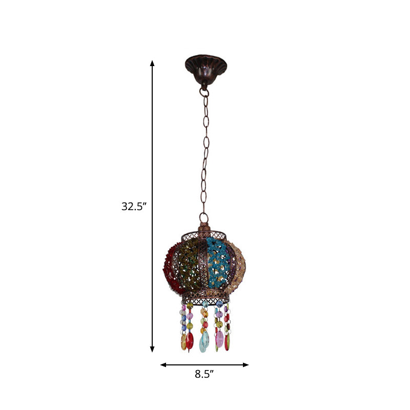 Turkish Flared/Lantern/Tapered Hanging Light 1-Light Stained Glass Pendulum Light in Black for Dining Room Clearhalo 'Ceiling Lights' 'Pendant Lights' 'Pendants' Lighting' 1972124