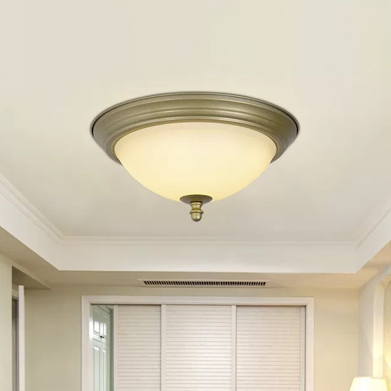 Bowl Shaped LED Ceiling Lighting Minimalist Black/Bronze/Dark Coffee Milk Glass Flush Mount Fixture, 15"/19.5" Wide Bronze Clearhalo 'Ceiling Lights' 'Close To Ceiling Lights' 'Close to ceiling' 'Flush mount' Lighting' 1972186