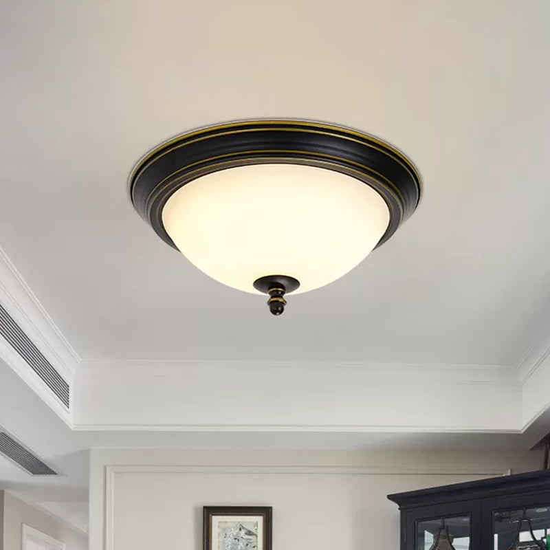 Bowl Shaped LED Ceiling Lighting Minimalist Black/Bronze/Dark Coffee Milk Glass Flush Mount Fixture, 15"/19.5" Wide Dark Coffee Clearhalo 'Ceiling Lights' 'Close To Ceiling Lights' 'Close to ceiling' 'Flush mount' Lighting' 1972189