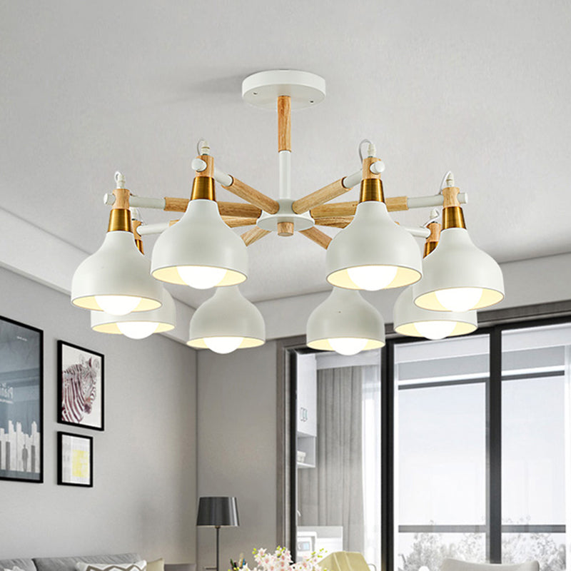 Torch Shaped Nursing Room Chandelier Metal 8-Bulb Macaron Style Pendant Light White Clearhalo 'Ceiling Lights' 'Chandeliers' Lighting' options 197218_1c8845f1-0b73-4f52-a764-fbc13a18fbc1