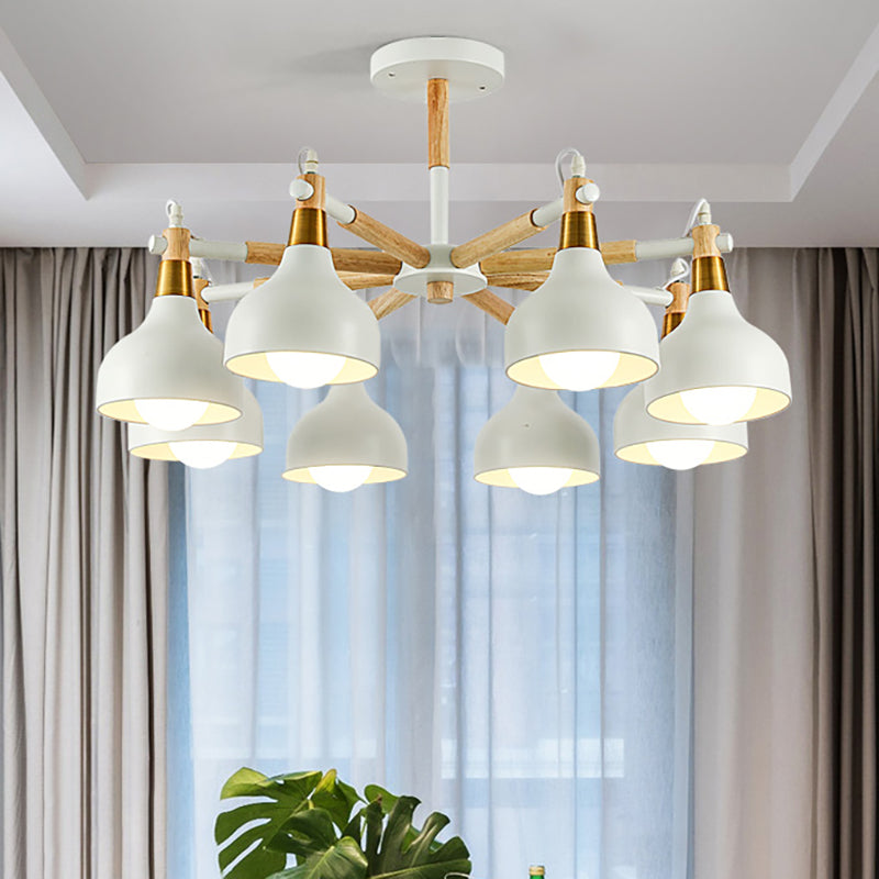 Torch Shaped Nursing Room Chandelier Metal 8-Bulb Macaron Style Pendant Light Clearhalo 'Ceiling Lights' 'Chandeliers' Lighting' options 197219