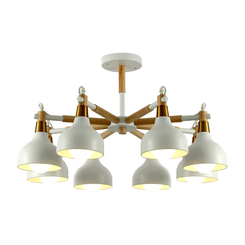 Torch Shaped Nursing Room Chandelier Metal 8-Bulb Macaron Style Pendant Light Clearhalo 'Ceiling Lights' 'Chandeliers' Lighting' options 197220