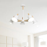 Nordic Stylish White Ceiling Pendant Bell Shade Multi-Head Wood Chandelier for Living Room Clearhalo 'Ceiling Lights' 'Chandeliers' Lighting' options 197236