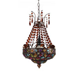 Stained Glass Beaded Teardrop Pendant Bohemian 1 Head Dining Room Hanging Ceiling Light in Copper Clearhalo 'Ceiling Lights' 'Pendant Lights' 'Pendants' Lighting' 1972481