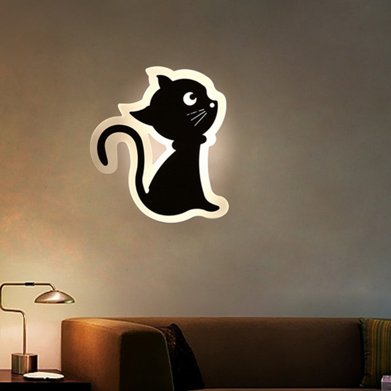 Cartoon Apple/Leaf/Cat Small Wall Light Acrylic Children Bedroom LED Flush Mount Wall Sconce in White White B Clearhalo 'Modern wall lights' 'Modern' 'Wall Lamps & Sconces' 'Wall Lights' Lighting' 1972523