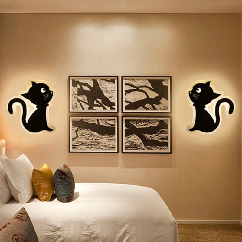 Cartoon Apple/Leaf/Cat Small Wall Light Acrylic Children Bedroom LED Flush Mount Wall Sconce in White Clearhalo 'Modern wall lights' 'Modern' 'Wall Lamps & Sconces' 'Wall Lights' Lighting' 1972524