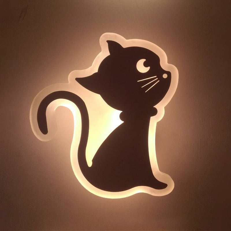 Cartoon Apple/Leaf/Cat Small Wall Light Acrylic Children Bedroom LED Flush Mount Wall Sconce in White Clearhalo 'Modern wall lights' 'Modern' 'Wall Lamps & Sconces' 'Wall Lights' Lighting' 1972526