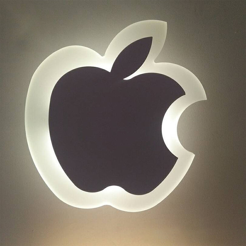 Cartoon Apple/Leaf/Cat Small Wall Light Acrylic Children Bedroom LED Flush Mount Wall Sconce in White Clearhalo 'Modern wall lights' 'Modern' 'Wall Lamps & Sconces' 'Wall Lights' Lighting' 1972532
