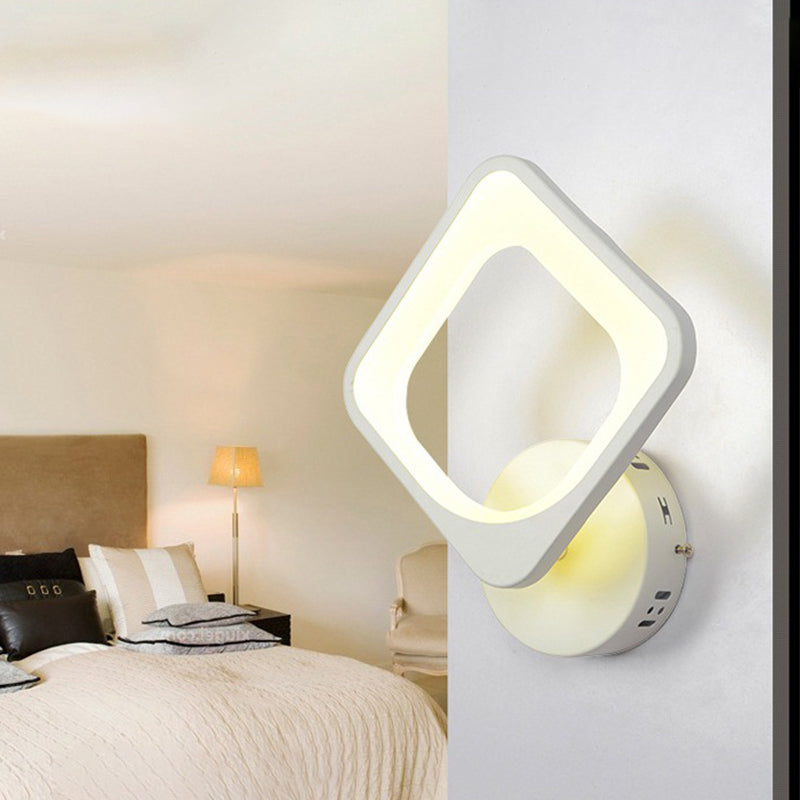 Smile/Square/Cloud LED Wall Lighting Simplicity Acrylic Living Room Sconce Light Fixture in White White Square Plate Clearhalo 'Modern wall lights' 'Modern' 'Wall Lamps & Sconces' 'Wall Lights' Lighting' 1972594