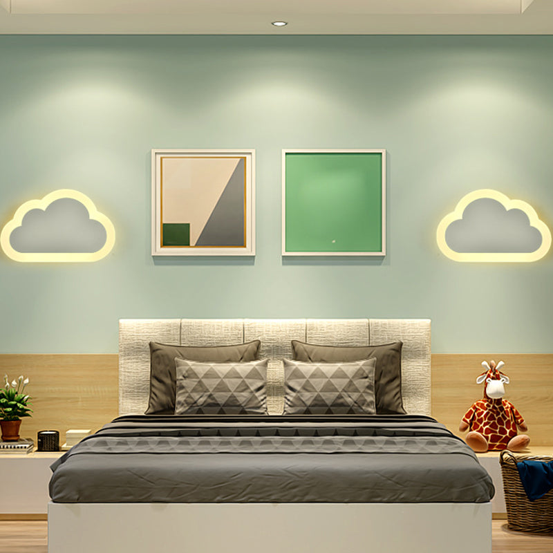 Smile/Square/Cloud LED Wall Lighting Simplicity Acrylic Living Room Sconce Light Fixture in White White Cloud Clearhalo 'Modern wall lights' 'Modern' 'Wall Lamps & Sconces' 'Wall Lights' Lighting' 1972605