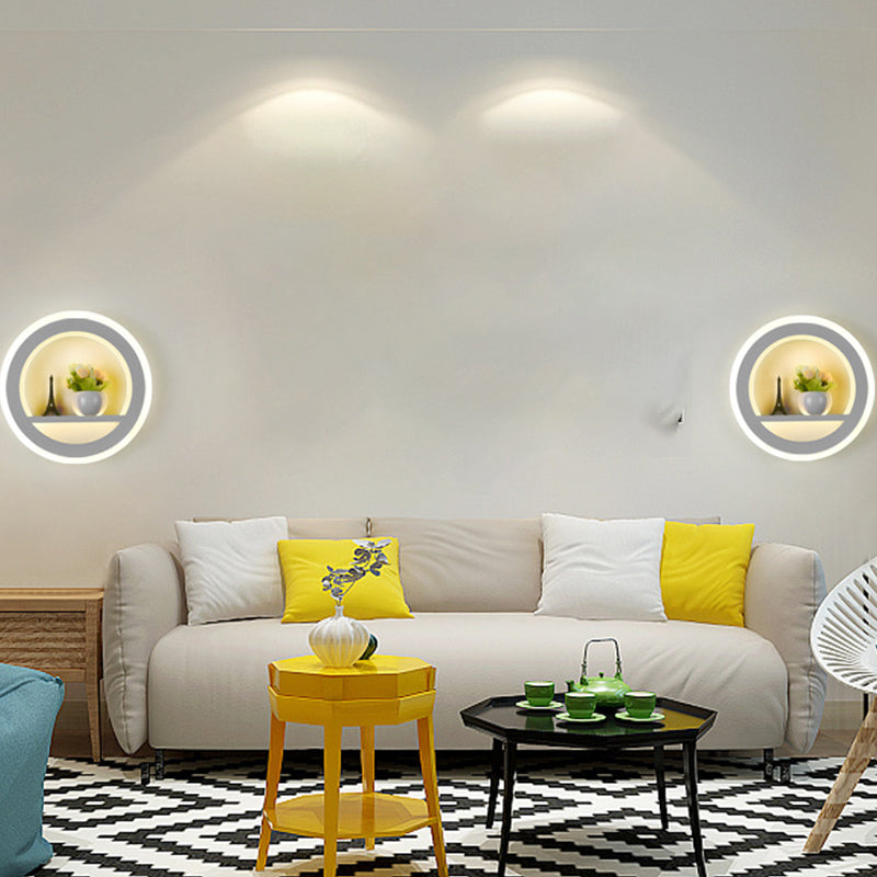 Smile/Square/Cloud LED Wall Lighting Simplicity Acrylic Living Room Sconce Light Fixture in White White Round Clearhalo 'Modern wall lights' 'Modern' 'Wall Lamps & Sconces' 'Wall Lights' Lighting' 1972609