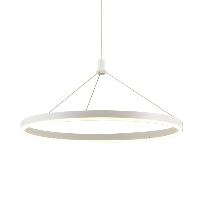 White Loop Pendant Chandelier Simplicity 12"/16"/47" Dia LED Acrylic Hanging Light Fixture with Adjustable Cord Grip Clearhalo 'Ceiling Lights' 'Modern Pendants' 'Modern' 'Pendant Lights' 'Pendants' Lighting' 1972638