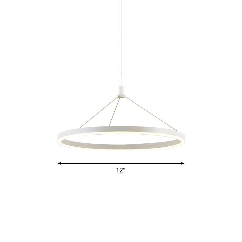 White Loop Pendant Chandelier Simplicity 12"/16"/47" Dia LED Acrylic Hanging Light Fixture with Adjustable Cord Grip Clearhalo 'Ceiling Lights' 'Modern Pendants' 'Modern' 'Pendant Lights' 'Pendants' Lighting' 1972639