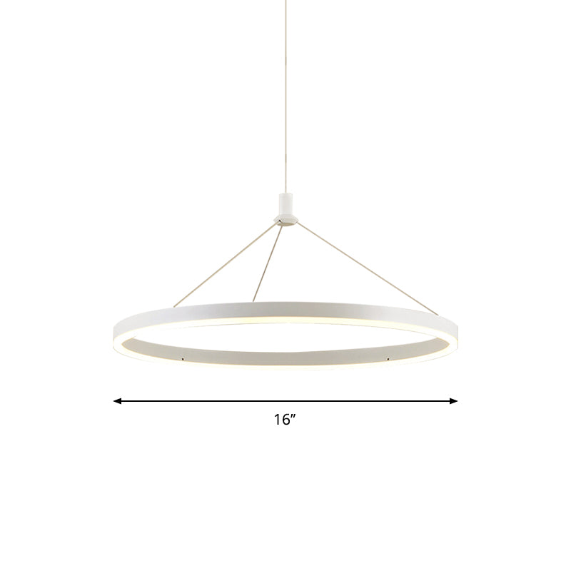 White Loop Pendant Chandelier Simplicity 12"/16"/47" Dia LED Acrylic Hanging Light Fixture with Adjustable Cord Grip Clearhalo 'Ceiling Lights' 'Modern Pendants' 'Modern' 'Pendant Lights' 'Pendants' Lighting' 1972640