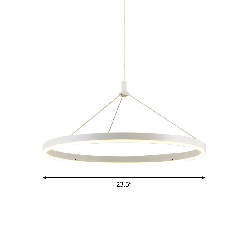 White Loop Pendant Chandelier Simplicity 12"/16"/47" Dia LED Acrylic Hanging Light Fixture with Adjustable Cord Grip Clearhalo 'Ceiling Lights' 'Modern Pendants' 'Modern' 'Pendant Lights' 'Pendants' Lighting' 1972641