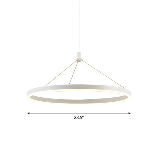 White Loop Pendant Chandelier Simplicity 12"/16"/47" Dia LED Acrylic Hanging Light Fixture with Adjustable Cord Grip Clearhalo 'Ceiling Lights' 'Modern Pendants' 'Modern' 'Pendant Lights' 'Pendants' Lighting' 1972641