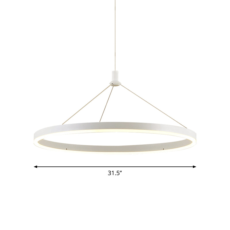 White Loop Pendant Chandelier Simplicity 12"/16"/47" Dia LED Acrylic Hanging Light Fixture with Adjustable Cord Grip Clearhalo 'Ceiling Lights' 'Modern Pendants' 'Modern' 'Pendant Lights' 'Pendants' Lighting' 1972642
