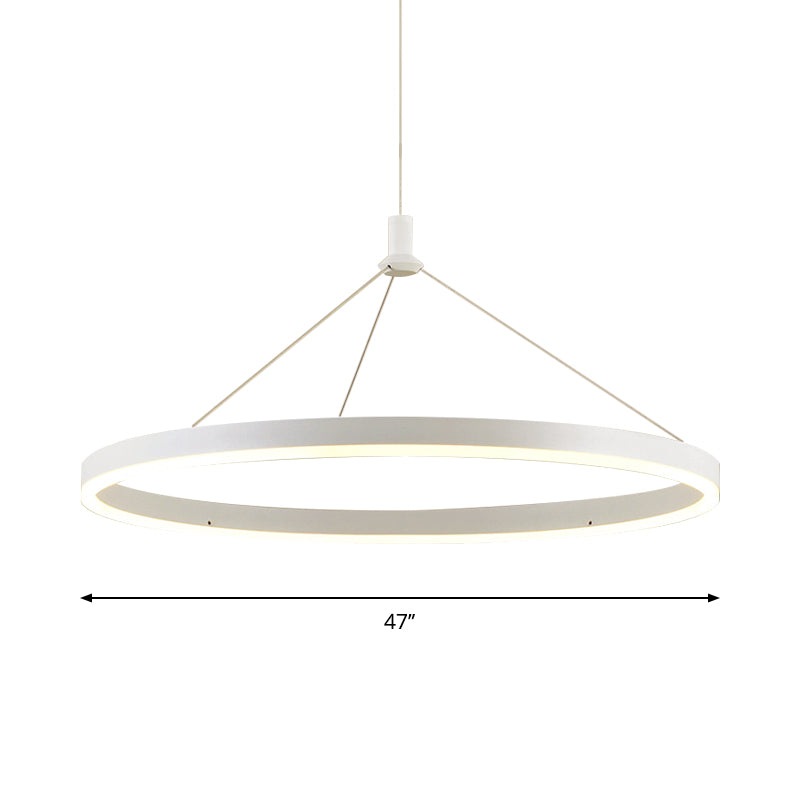 White Loop Pendant Chandelier Simplicity 12"/16"/47" Dia LED Acrylic Hanging Light Fixture with Adjustable Cord Grip Clearhalo 'Ceiling Lights' 'Modern Pendants' 'Modern' 'Pendant Lights' 'Pendants' Lighting' 1972644
